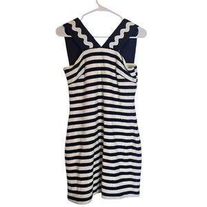 Mestiza Navy White Striped Mini Dress Size Small Nautical Preppy Chic